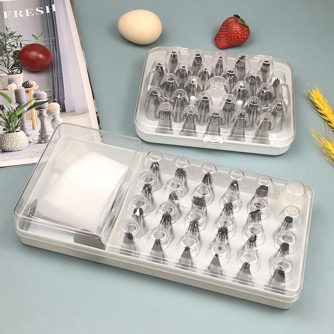 In stock suit cake baking tools pastry bag decoration Korean stainless steel boxed cream pastry nozzle full set