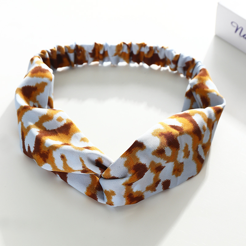 New Korean Leopard Print Retro Cross Elastic Headband display picture 6