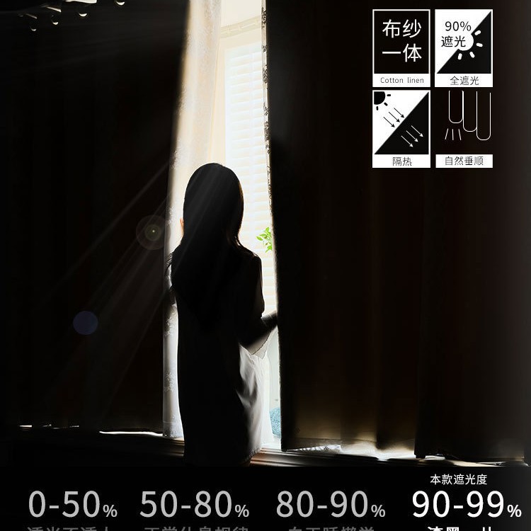 Francés encaje cortina dormitorio sala de estar completo sombreado red chica roja ins estilo de doble capa hilo de tela integrada cortina al por mayor