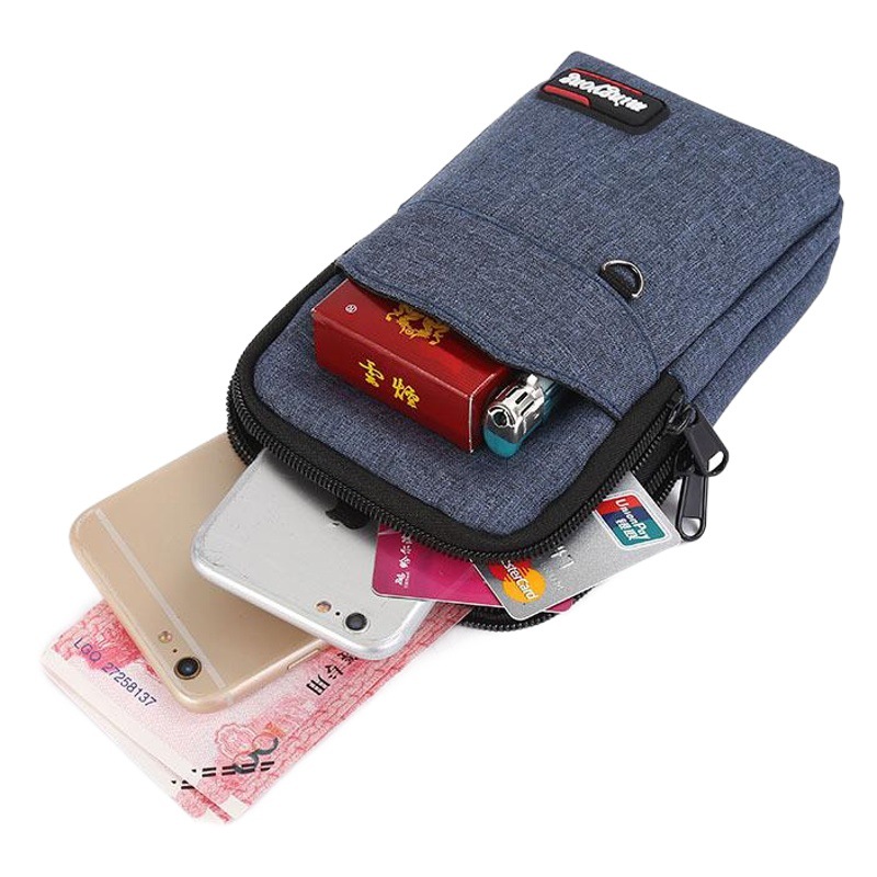 Business fashion canvas bag new outdoor storage mobile phone solid color simple multi-purpose Men's waist bag in stock