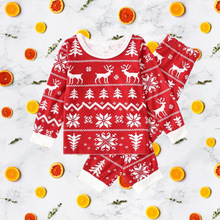 2022亞馬遜ebay聖誕親子裝 套裝睡衣 外貿時尚印花長袖圓領