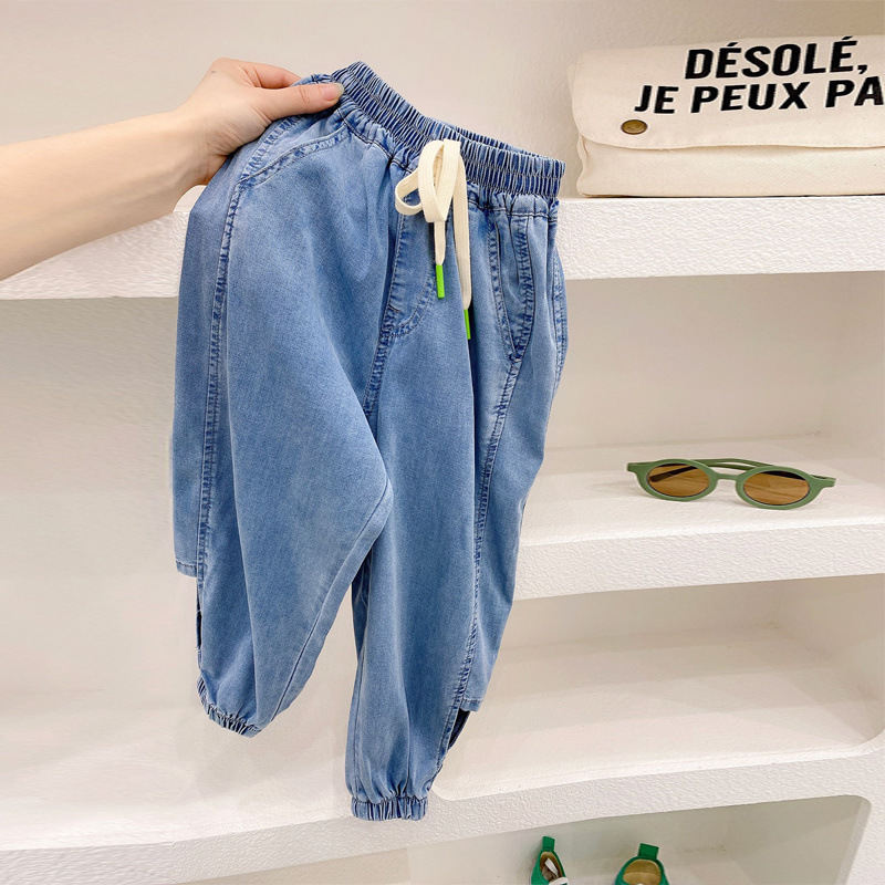 Nuevos pantalones infantiles de verano delgados jeans de tendencia para hombres y mujeres, pantalones anti-mosquitos, pantalones casuales frescos para bebés image 1