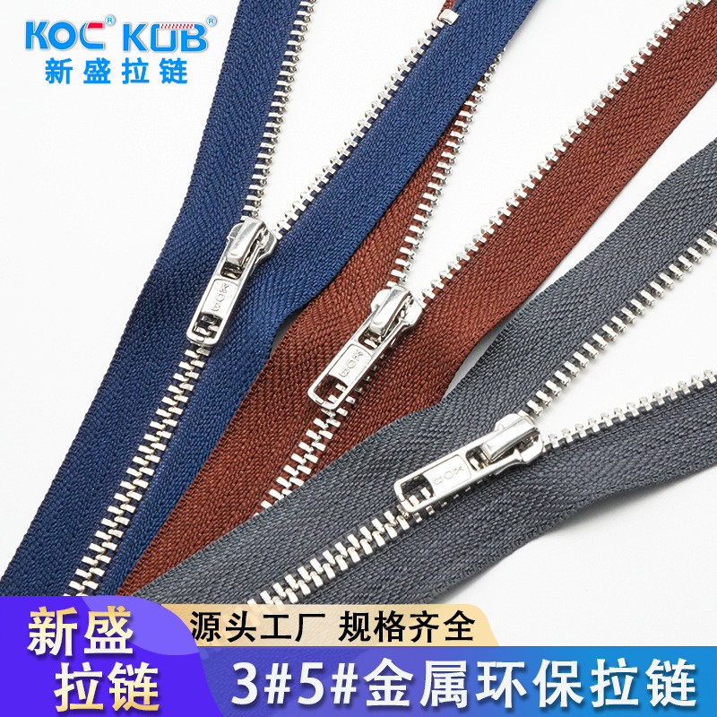 Factory Kob Metal Zipper Environmentally Friendly Material No. 5 Gray Zipper White Background Light Gold Zipper Clothing Luggage Zipper Chain