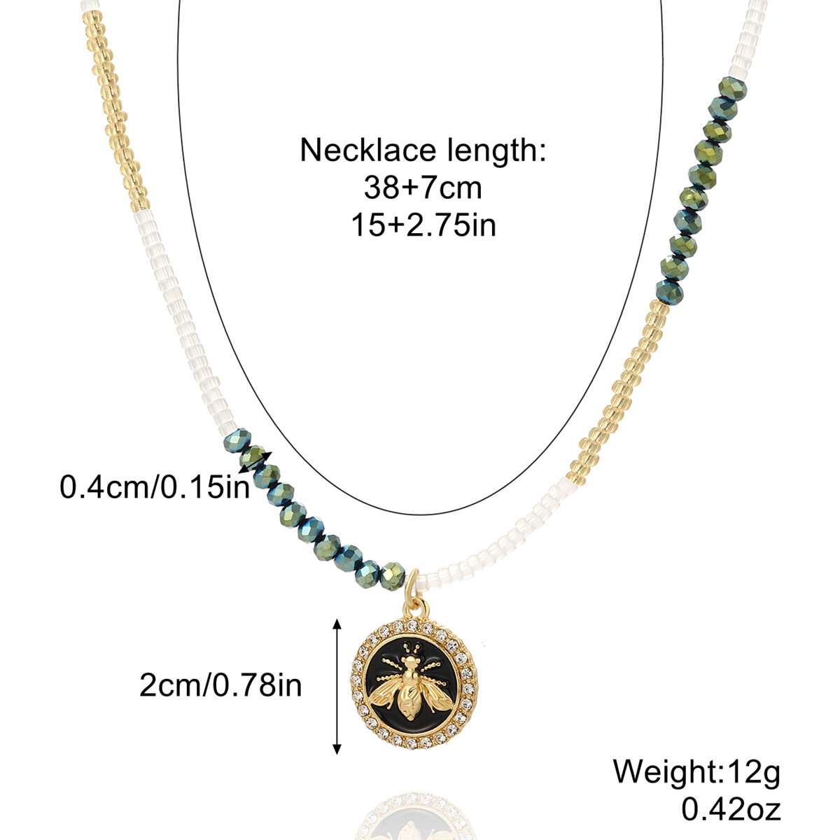 New ins color beaded necklace Women's versatile high end sense does not fade Bee handmade beaded necklace_voghion.com