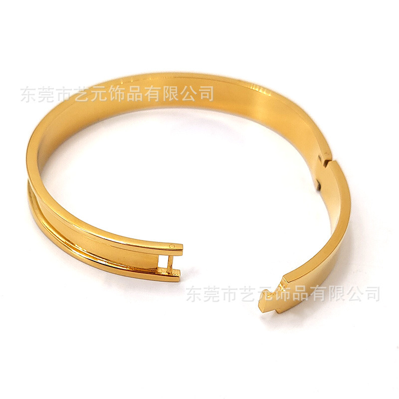 中古開包アクセサリー溝貼り革ブレスレットチタン鋼ステンレスアクセサリーdiy貼り皮溝メッキ18k金ブレスレット|undefined