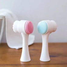 批发3D硅胶双面洗脸刷手动洁面刷软毛清洁刷洗脸洁面仪卸妆刷跨境