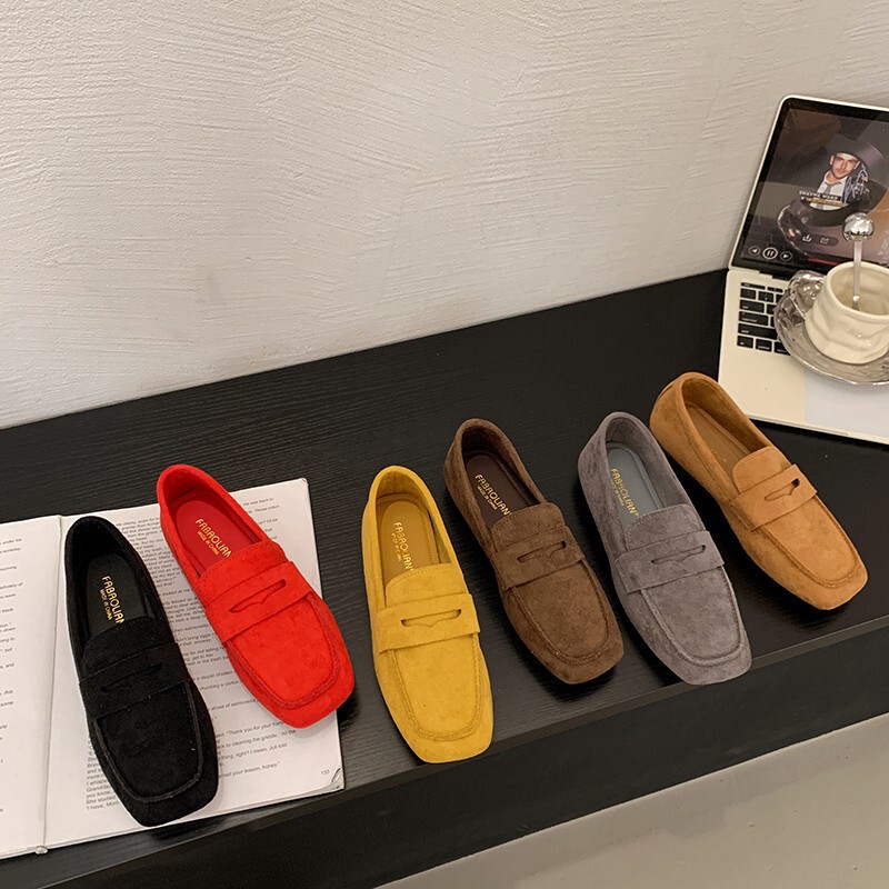 Spring and Autumn Women's Loafers 2026, Comfortable Square-Toe Flat Slip-On Shoes, Soft Leather Soft-Soled Single Shoes for Women Spring and Autumn Women's Loafers 2026, Comfortable Square-Toe Flat Slip-On Shoes, Soft Leather Soft-Soled Single Shoes for Women