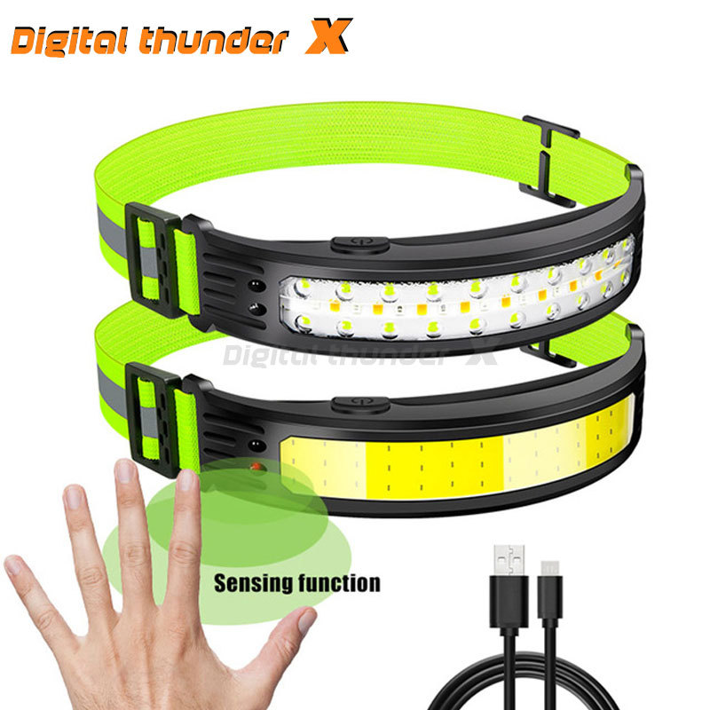 Transfronteriza nueva COB faro USB recargable al aire libre del reflector faro luz roja advertencia inducción corriendo faro
