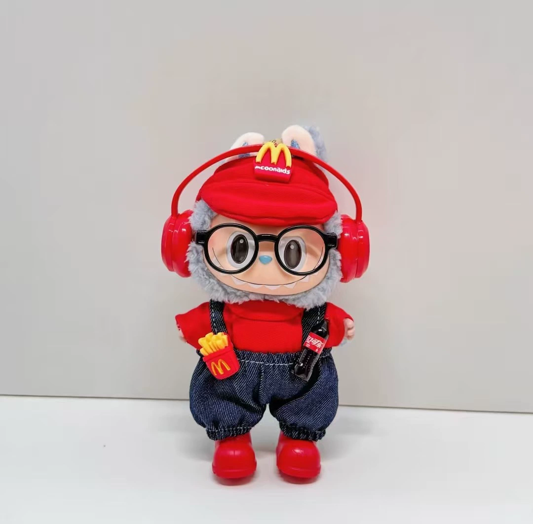 Кукольная одежда (McDonald's) наряд Labubu — набор аксессуаров из 3 предметов: картофель Фри и Кока‑кола, размер 1–3 поколения