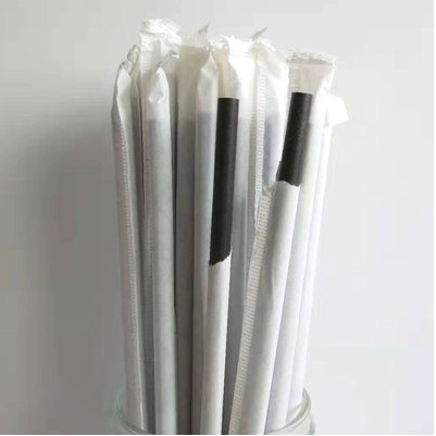Desechables biodegradables bolsa de papel Kraft sola bolsa de papel de boca plana de paja de papel puntiagudo jugo de leche té bebida paja