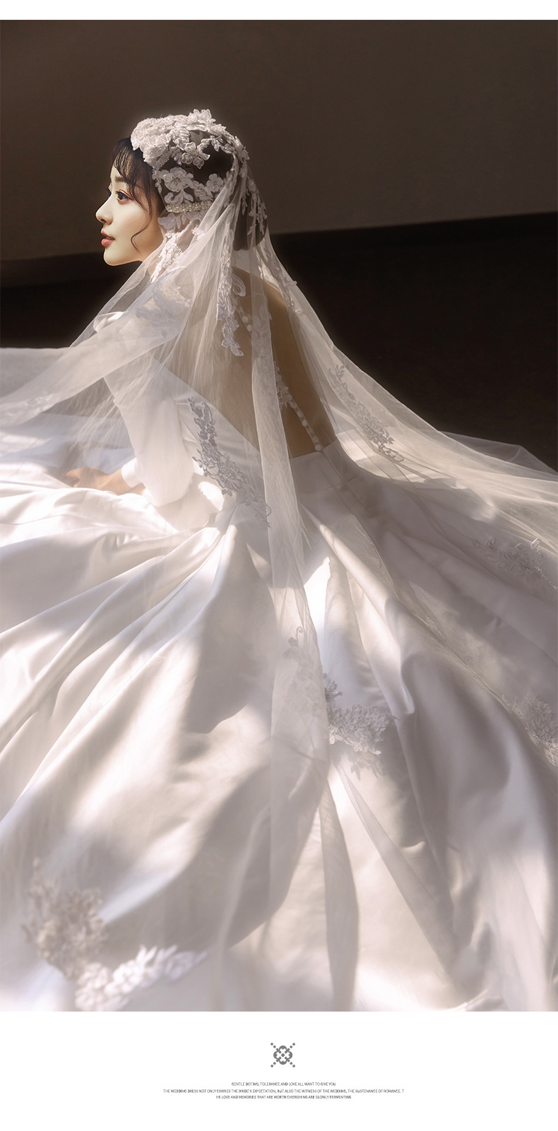 方领缎面主婚纱2021新款新娘气质拖尾春季简约一件代发