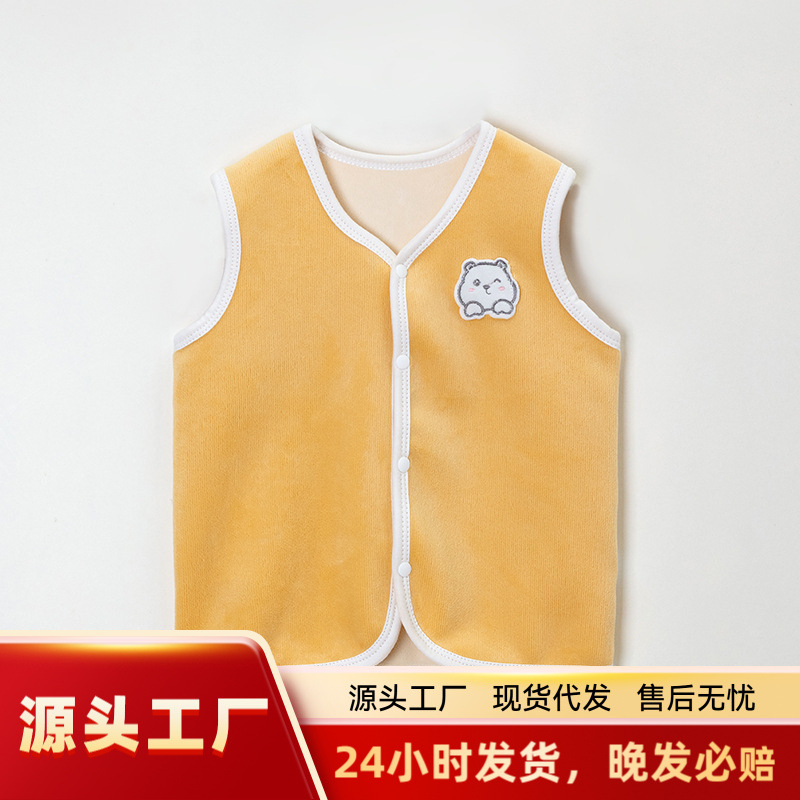 Forrado de vellón engrosado Chaleco de los niños niñas Chaleco de piel de estilo occidental bebé chaleco ropa exterior Chaleco de los muchachos de primavera y otoño