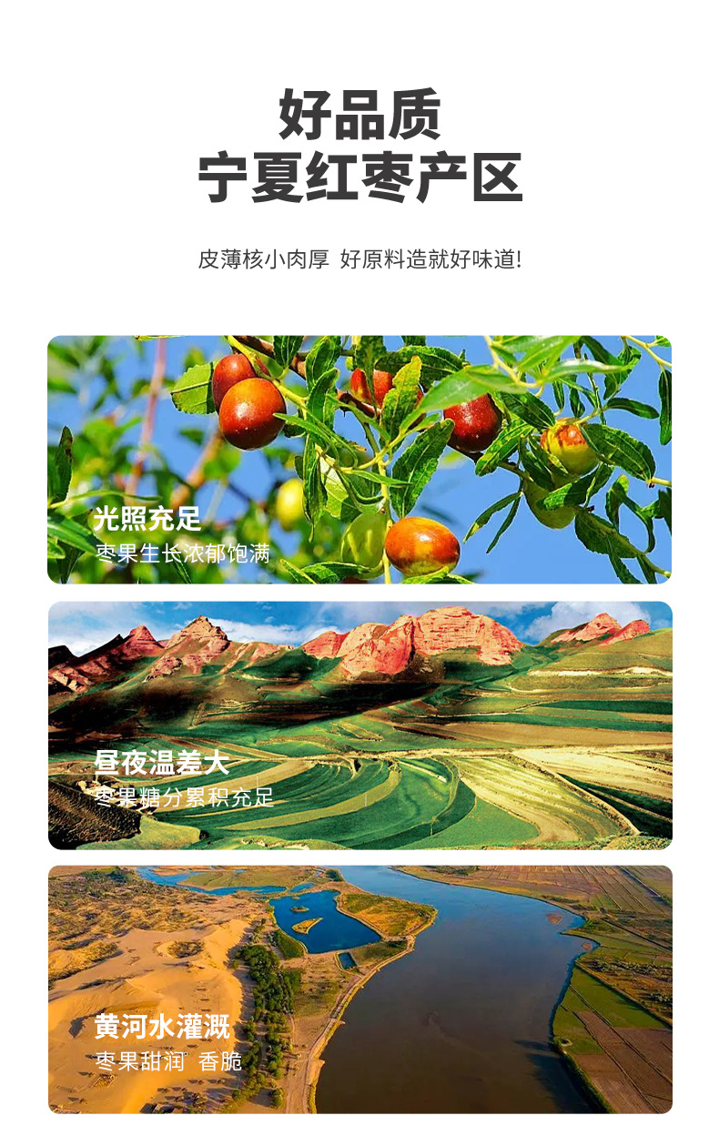 Ningxia Grey Jujube Dried Red Dates Hong Zao 500g Bagged Chinese Dried Fruit quality and texture