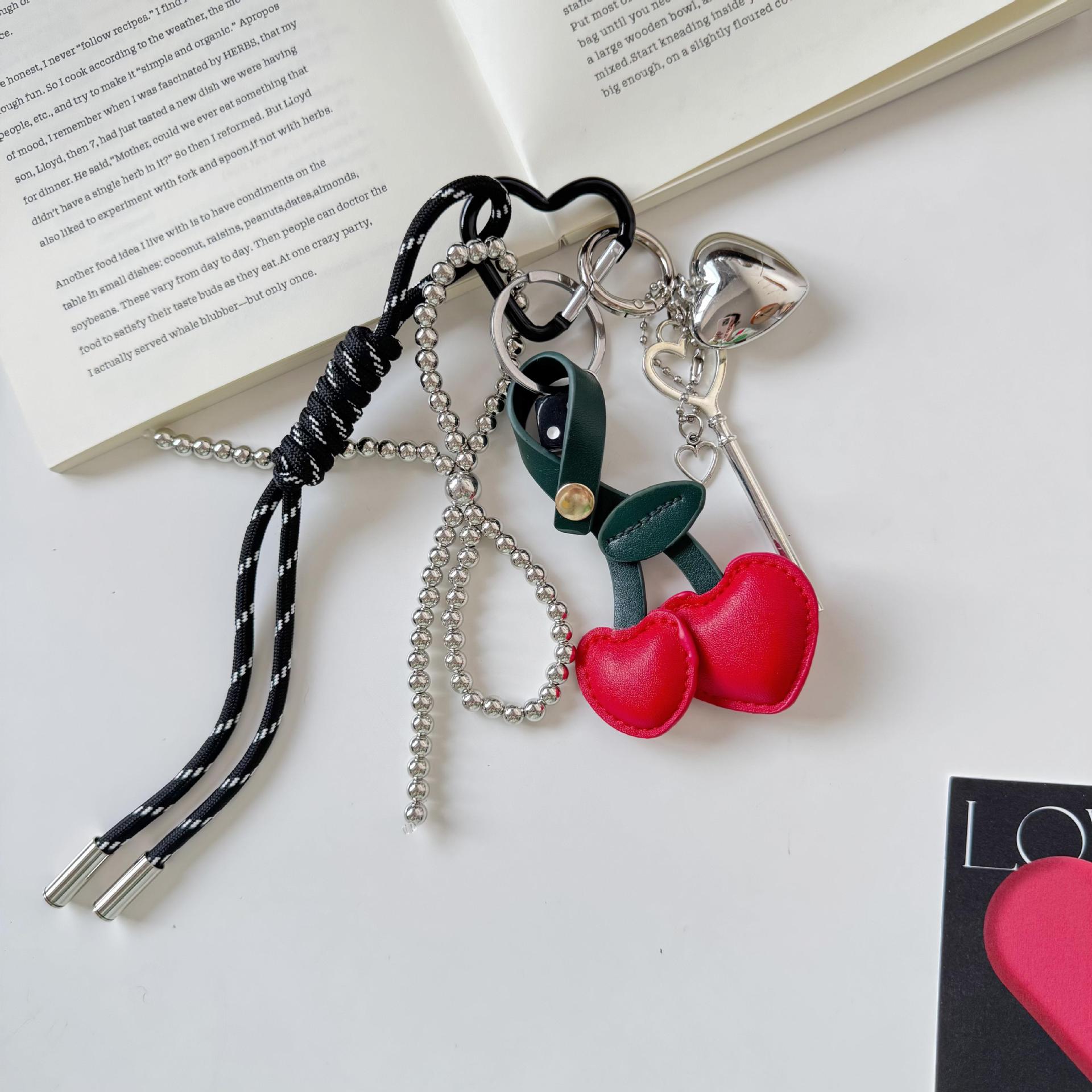 Leather cherry dice m style pendant