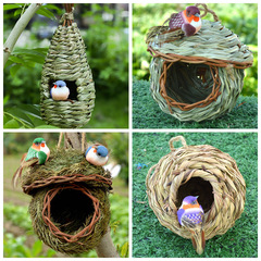 Factory wholesale grass woven bird cage outdoor heating bird nest bird house pet supplies decorative grass nest hanging cage