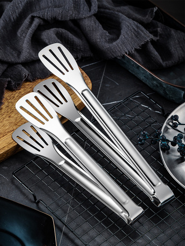 Thickened stainless steel barbecue tongs baking cake bread tongs kitchen barbecue food ice cube multi-purpose cake tongs
