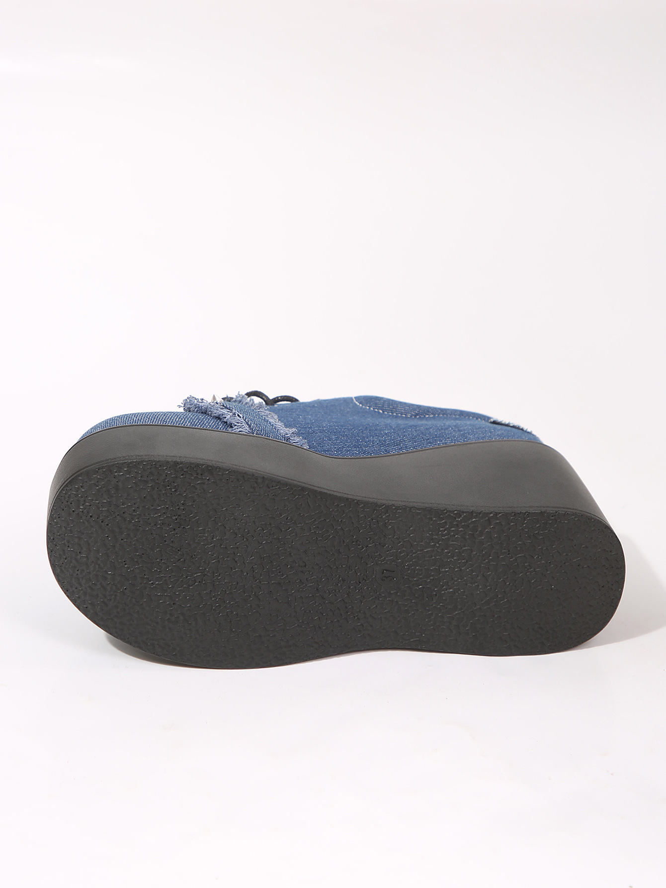 Women's Platform Wedge Mary Jane Shoes With Rivet Detail Denim_voghion.com