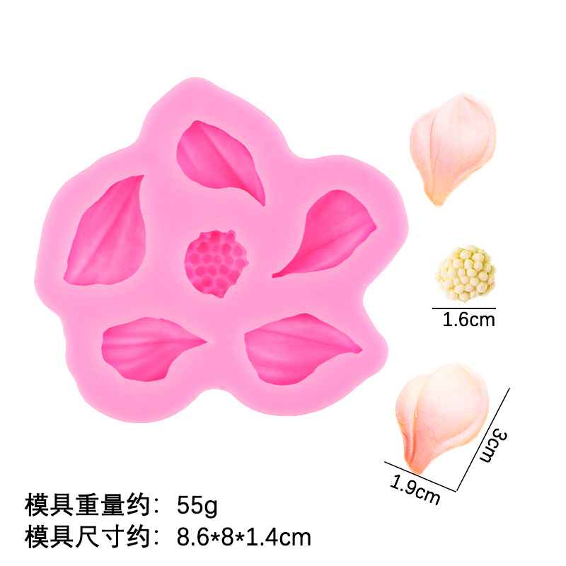 Raspador flor tulipán flor hoja molde de silicona pastel de bricolaje decoración chocolate horneado pétalos molde de hoja