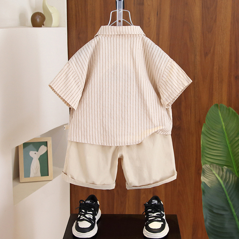 5208 Traje de verano para niños 2025 nuevo estilo atractivo moda para niños marca de moda bebé versión coreana de dos piezas de manga corta marea