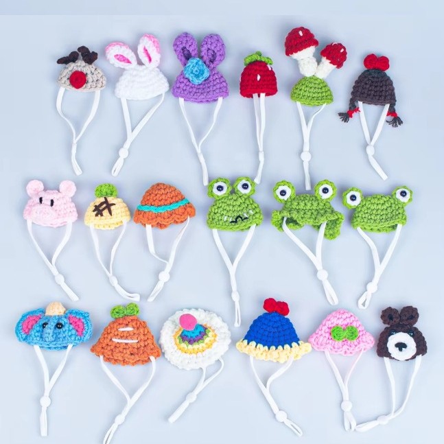 Transfronterizo al por mayor de carga hamster oro oso hilo sombrero sombrero de lana sombrero decorativo tejido a mano lindo sombrero mini mascota