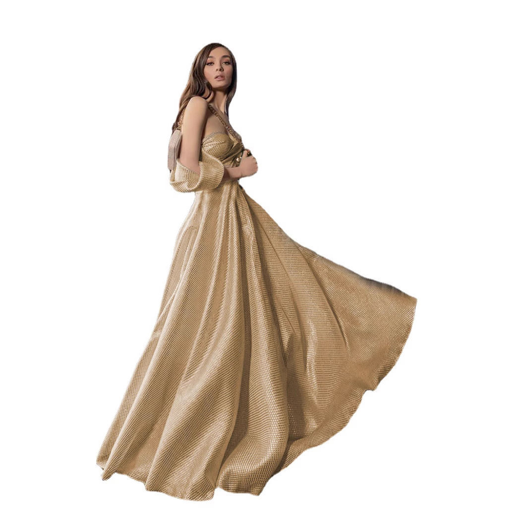 Ropa de mujer europea y americana Comercio exterior Nuevo Amazon fuera del hombro vestido sin mangas de swing grande vestido de noche de cintura media vestido de dama de honor image 7
