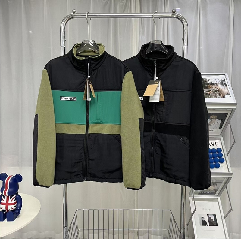 North Face Stand Collar Jacket Men's Autumn and Winter Loose Jacket Thickeneded Polar Fleece Color Matching Men's and Women's Couple Tops 823