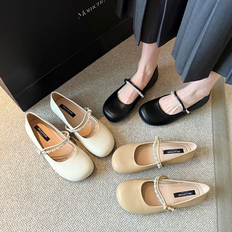 708-2 Spring new retro Mary Jane women's shoes versatile shallow mouth commuting soft sole plus fat plus wider large size women's shoes