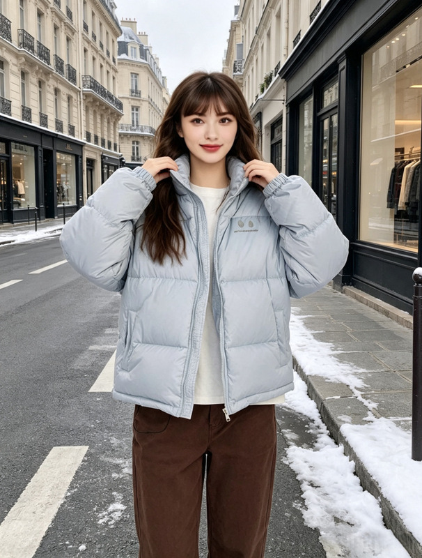 2026 winter couple's down jacket, women's brand, same style, thickened, warm, casual, versatile, white duck down cotton coat
