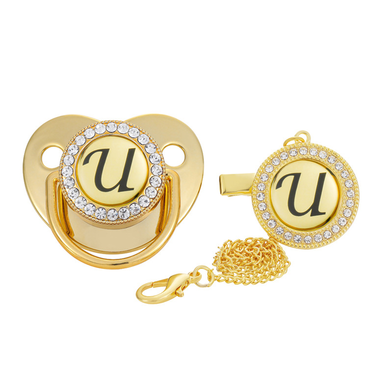 Venta caliente transfronteriza bebé destete chupete Diamante de alta calidad Golden Baby Point Diamond comodidad jugar boca