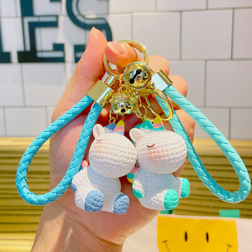 Cartoon Unicorn Resin Keychain Cute Small Gift Figure Key Hook Creative Ornament Wholesale Keychain