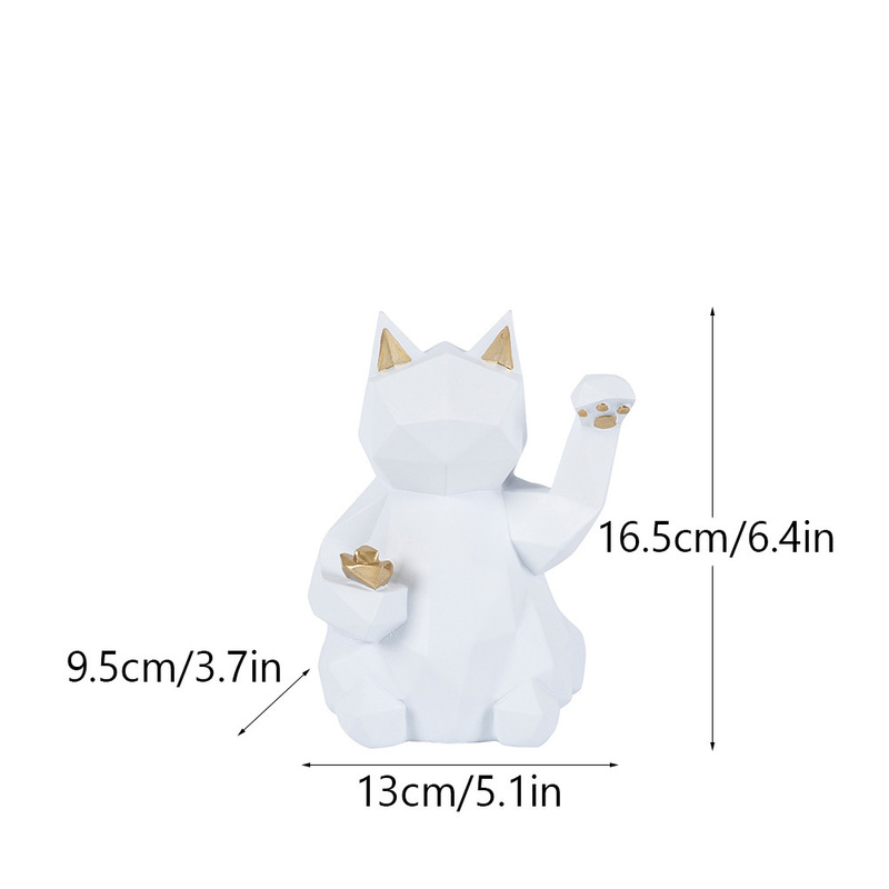 創造的な幾何学模様の招き猫樹脂製装飾品、店舗の風水、家庭のリビングルームのデスクトップ装飾工芸品|undefined
