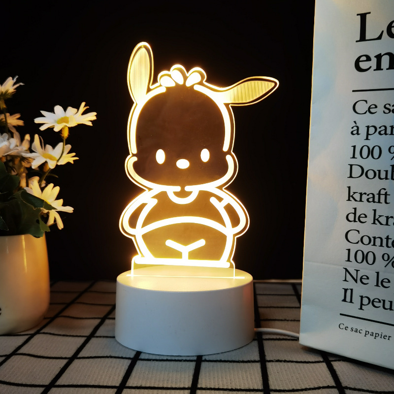 Venta caliente transfronteriza en el extranjero, nueva y extraña luz nocturna 3D, luz ambiental colorida, lámpara de mesa LED de la serie Sanrio Kulomi