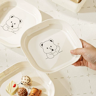 吐骨碟创意方形卡通小碟子家用餐桌垃圾盘塑料零食干果小吃水果盘