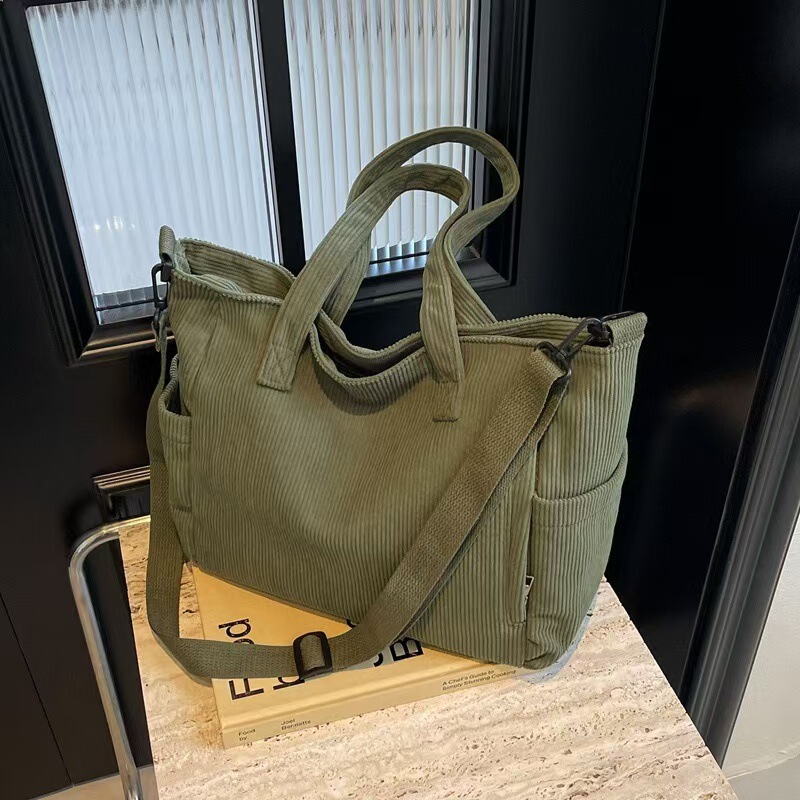 New Corduroy Tote Bag for Women Commuting Large Capacity Student Class Shoulder Handbag Simple Work Crossbody Bag New Corduroy Tote Bag for Women Commuting Large Capacity Student Class Shoulder Handbag Simple Work Crossbody Bag