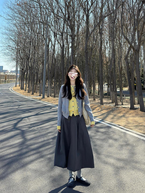 韩系chic撞色假两件针织衫修身毛衣外套女2025秋季开衫高级感上衣|undefined