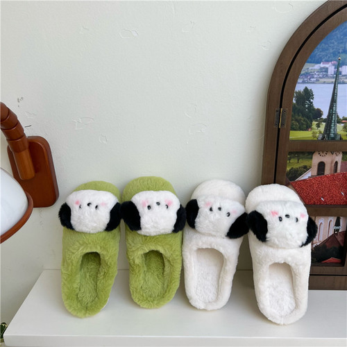 Original design cute cartoon blush dog plush slippers for home non-slip toe slippers cotton shoes couple style