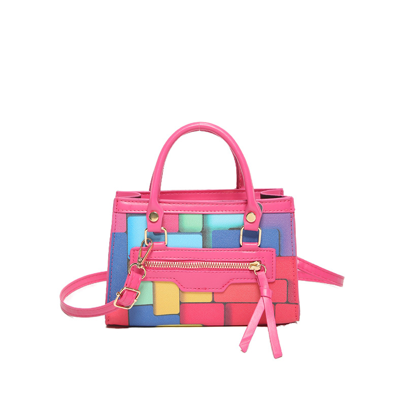 2024 verano nuevo color contrastante empalme de moda simple bolso de hombro casual bolso de mujer