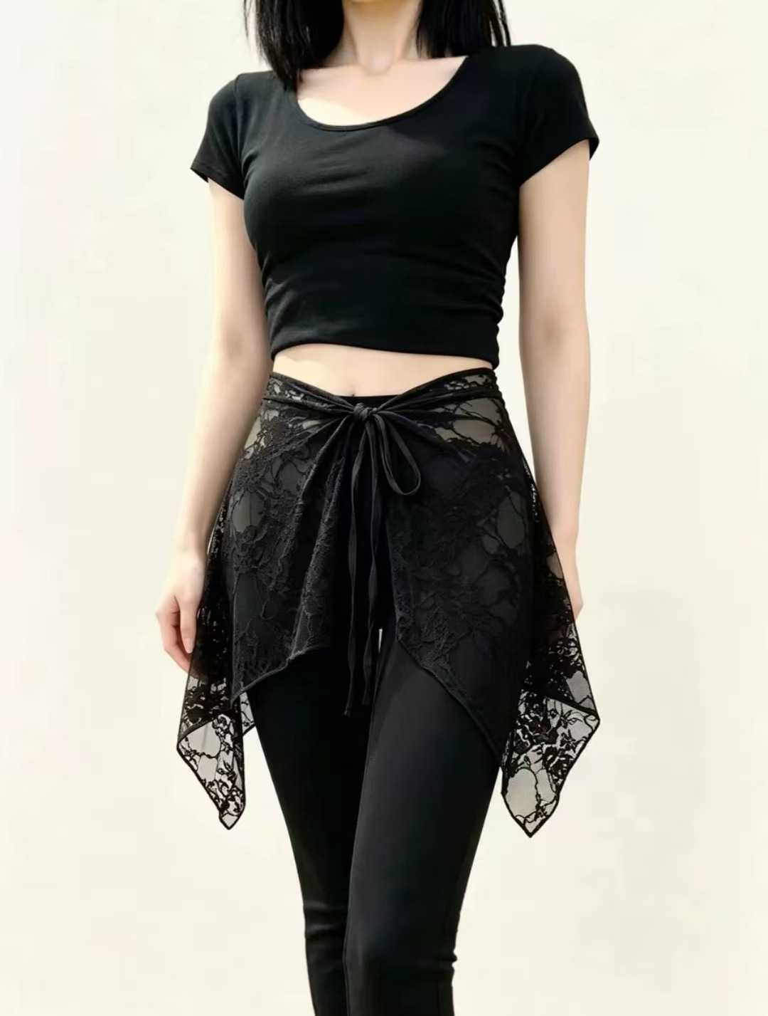 Black lace solid color curtain