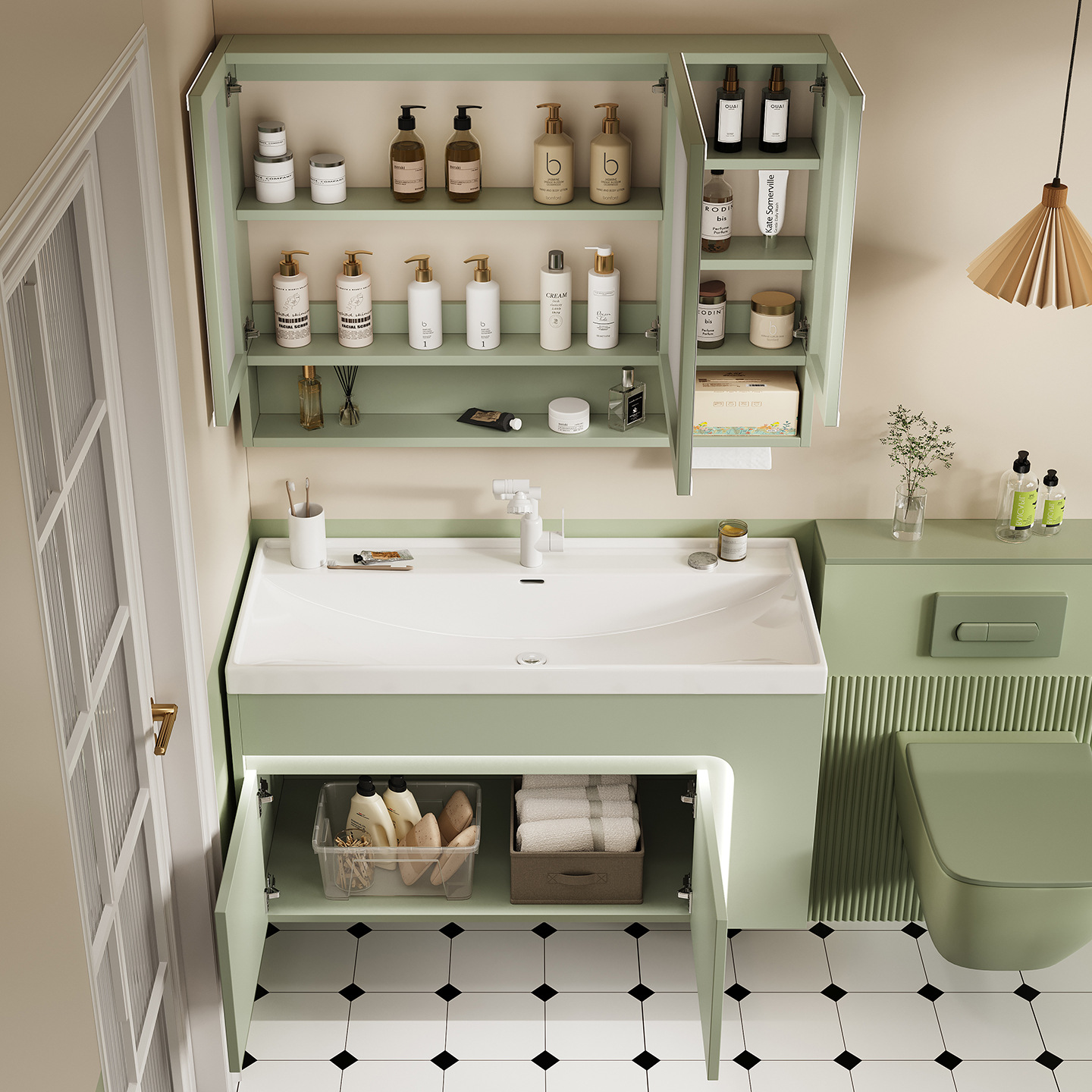 profundizar en cerámica integral cuenca oceánica panal de abeja gabinete de baño combinación lavabo de mano lavabo de almacenamiento lateral lavabo