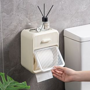 Household Tissue Box for Bathroom, Toilet, Restroom, Multifunctional High-Value Hollow Tissue Roll Storage