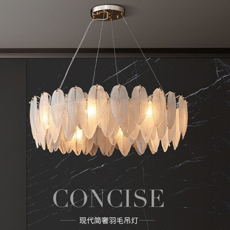 Modern Light Luxury Feather Chandelier French Lamps Living Room Bedroom Dining Room Lamp Simple Creative Sample Villa Board High-end Modern Light Luxury Feather Chandelier French Lamps Living Room Bedroom Dining Room Lamp Simple Creative Sample Villa Board High-end