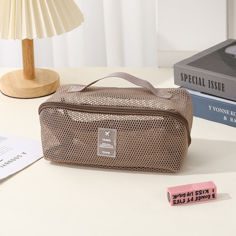 Nuevo producto transfronterizo bolsa de cosméticos de hilo de red para mujer de gran capacidad, sensación avanzada, bolsa de almacenamiento de lavado de viaje multifuncional