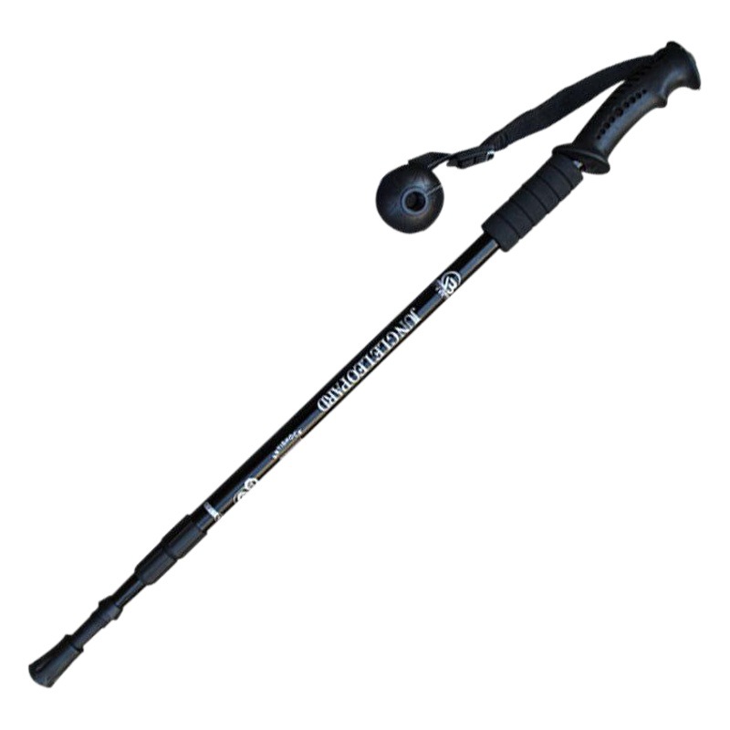 Productos genuinos Jungle Leopard poste de trekking de tres secciones de cuatro secciones mango recto curvado de aleación de aluminio palo de trekking T mango bastón