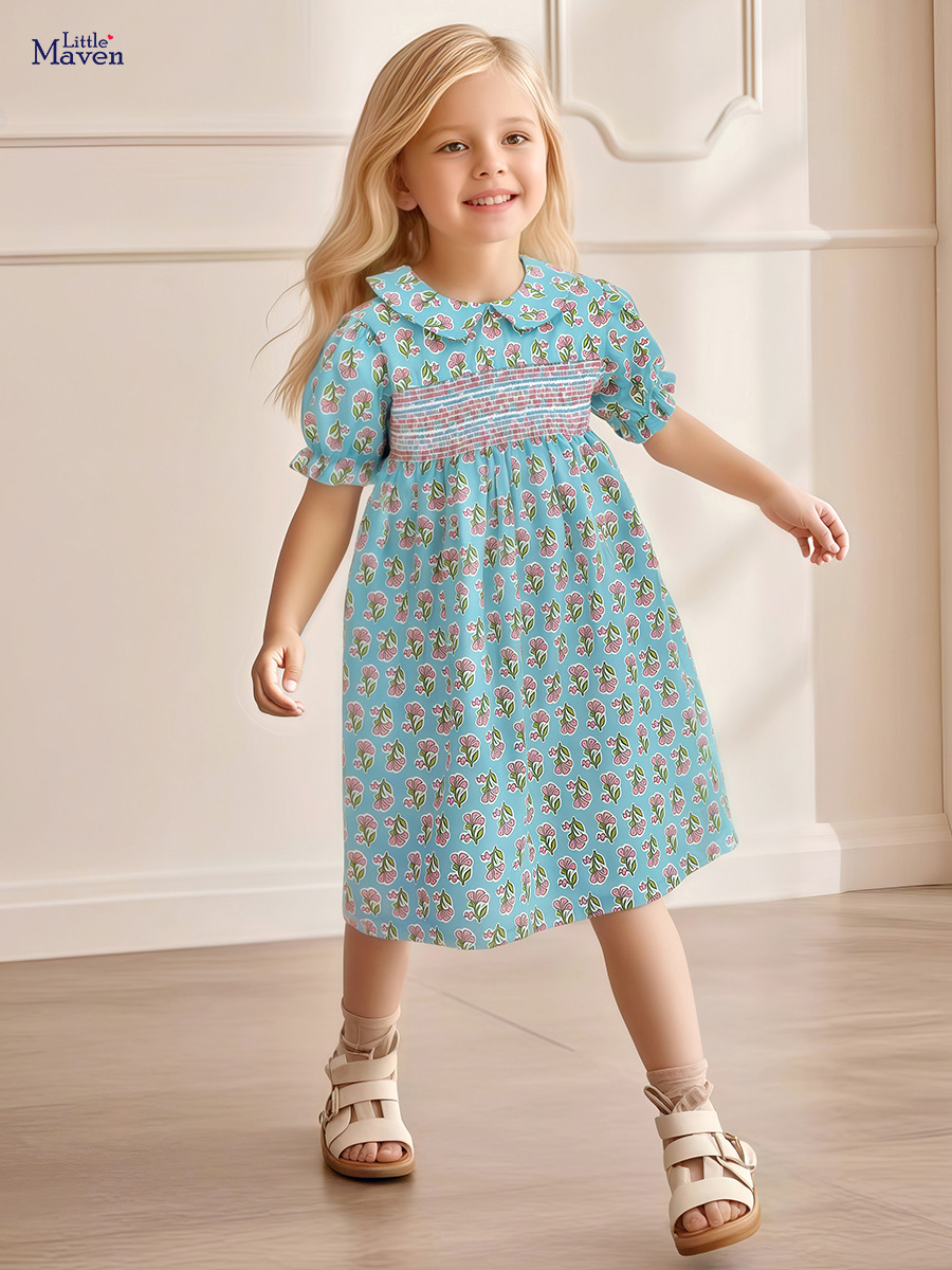 Little maven European and American girls dress pure cotton children's dress summer short-sleeved princess dress cross-border children's clothing