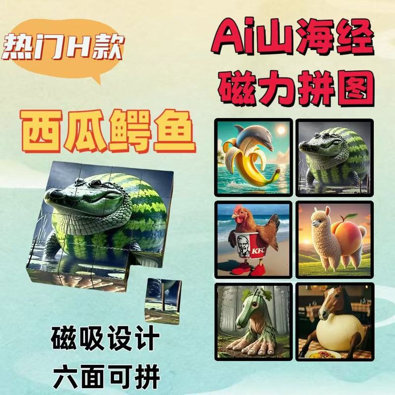 AI山海経磁気積み木パズルブロック 16個/8種類48パターン 跨境教育玩具|undefined