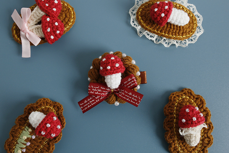 10g Weight Hair Clip Hair Accessories Type 1 Piece Quantity Casual, Daily Occasion yarn Material Mushroom Pattern All Seasons Season Women's Gender Cute, Sweet Style Cute Sweet Women's Mushroom Yarn Hair Clip 4