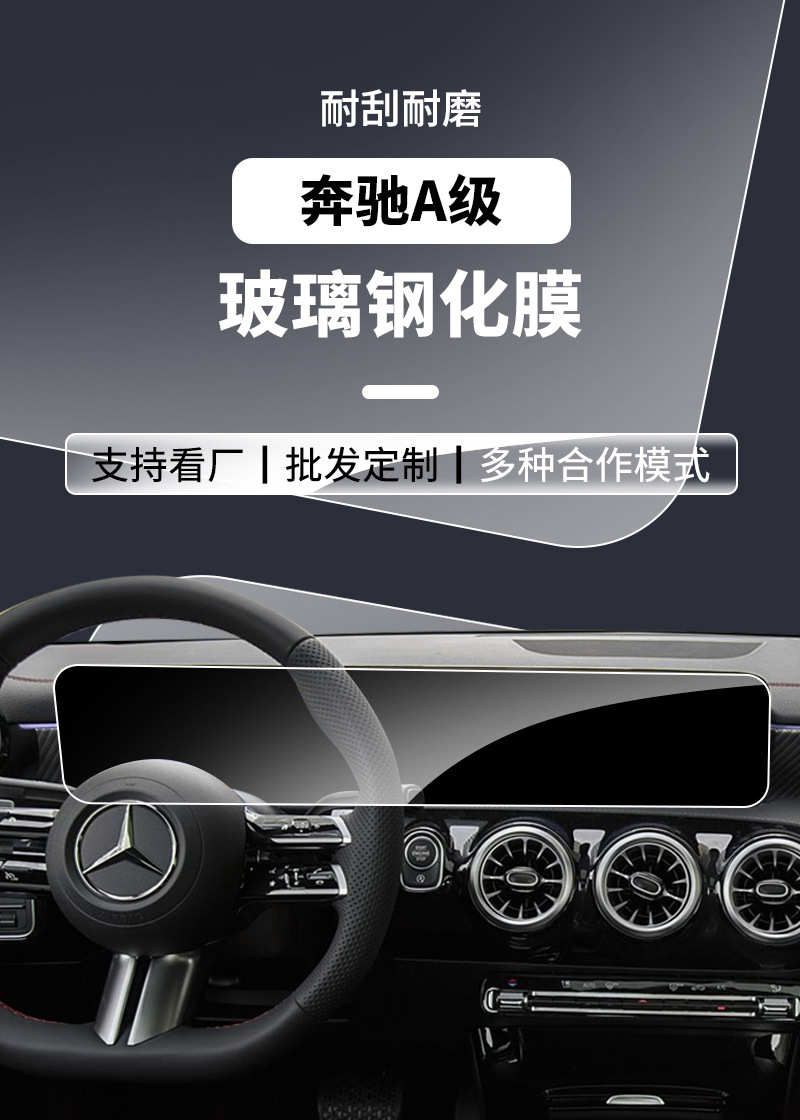 Suitable for 19-25 Models of Mercedes-Benz A-Class, Cla, Glb, Integrated Large-Screen Tempered Film for the Central Control Panel, Eqe Instrument Panel, V-Class Screen Protector