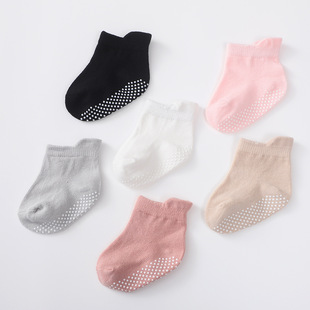 Infant Solid Color Floor Socks Baby Knitted Dot Non-Slip Walking Socks Newborn Supplies Unisex Design
