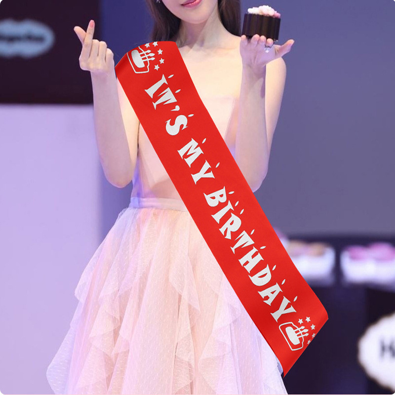 birthday party decoration crown headband happy birthday shoulder strap ceremonial band birthday girl dress up hairpin band