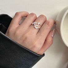 925纯银镂空爱心戒指女小众设计感韩国百搭独特心形开口指环J5265